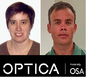 Elisabet Perez and Oriol Arteaga, professors of the Master, Senior Members by OPTICA Society